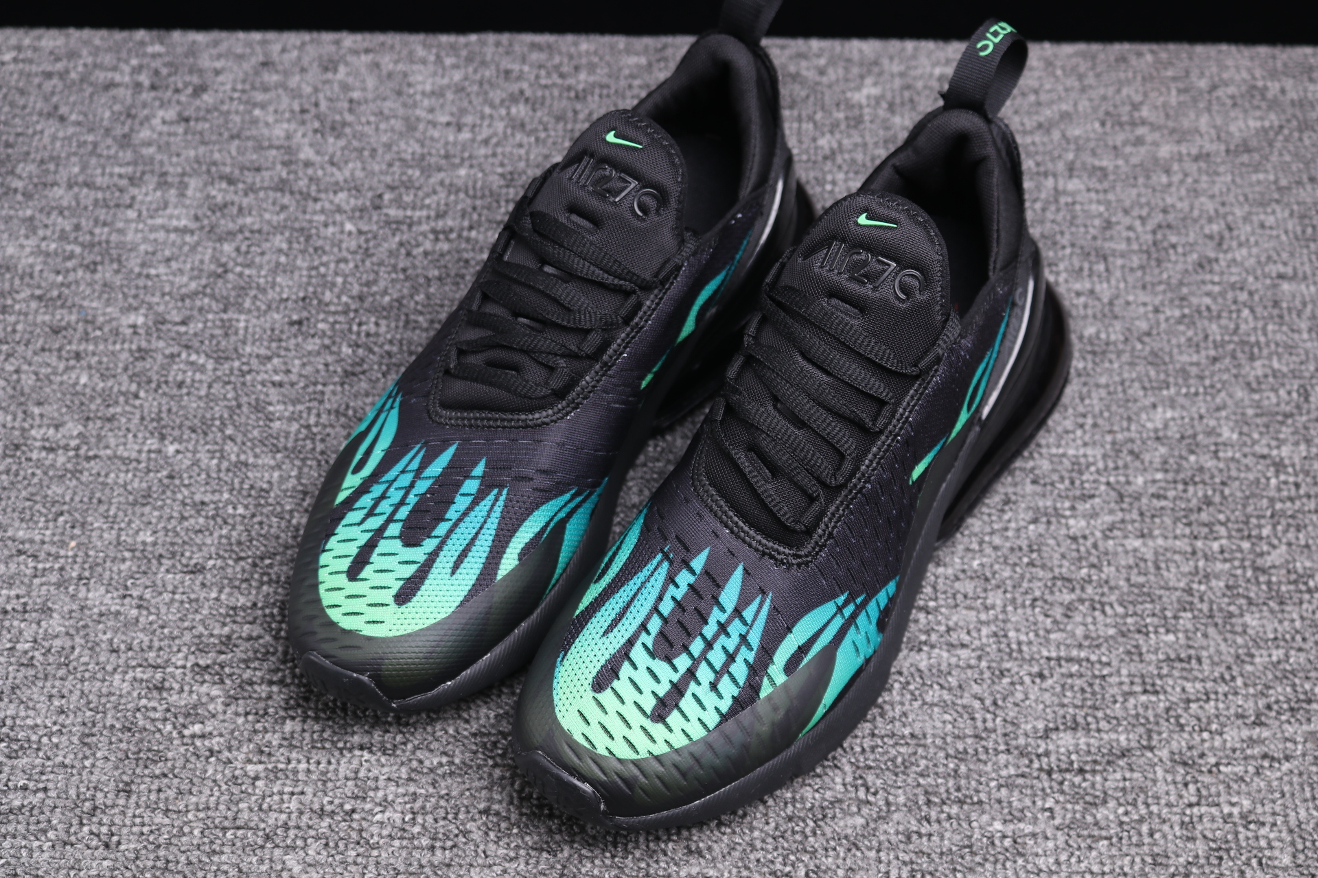 Supreme x Nike Air Max 270 Black Shine Green Shoes - Click Image to Close